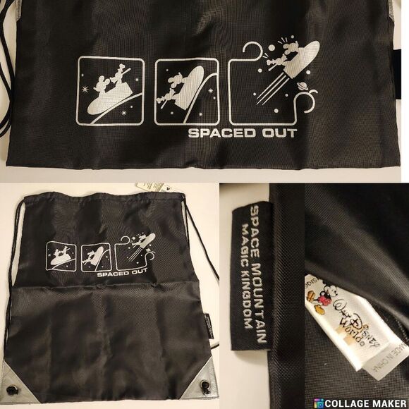 Vintage Disney Parks Space Mountain Bag Backpack Spaced Out Drawstring WDW Ride - Picture 1 of 5